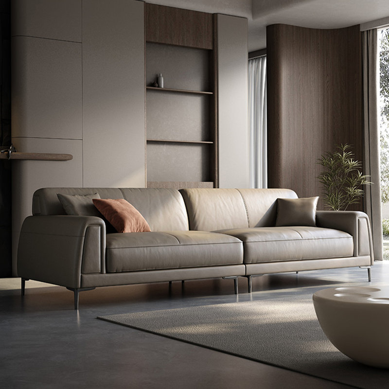 Canapé modulaire en cuir véritable couleur de l'image, H 32,68 po x l 111,02 po x P 36,61 po, 4
