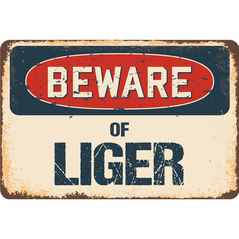 Decal-Liger_Beware Of Liger, H 10 po x l 14 po x P 0,1 po