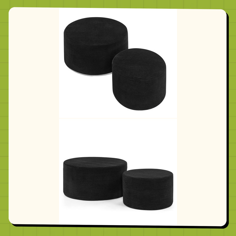 Upholstered Pouf, Noir