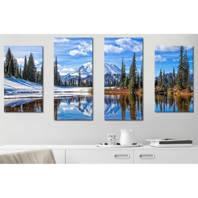 "Mt. Rainier Vista" par Michael Broom, ensemble de 4 reproductions sur toile, H 38 po x l 72 po x P 1,5 po