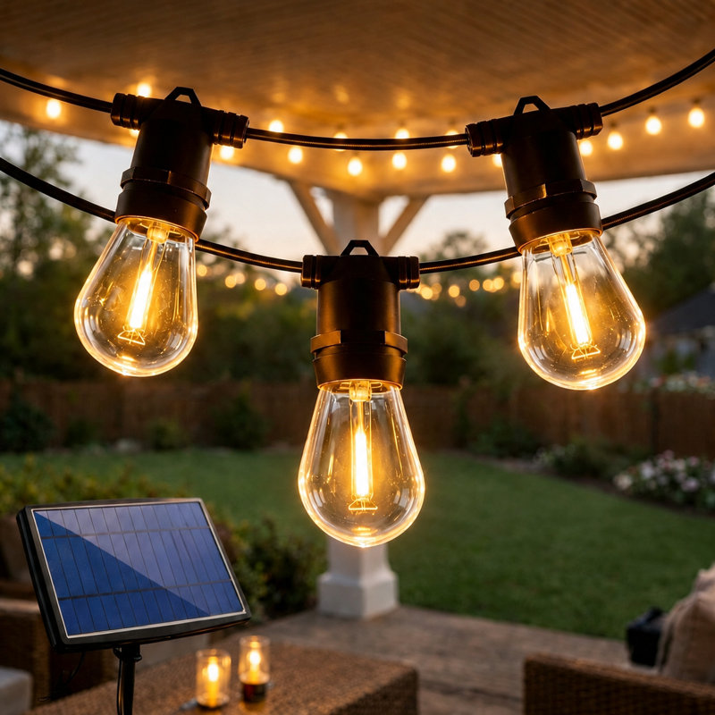 49 Ft 16 Bulb Solar & USB Charging String Lights IP65 Waterproof Decoration Patio Light with Remote Control