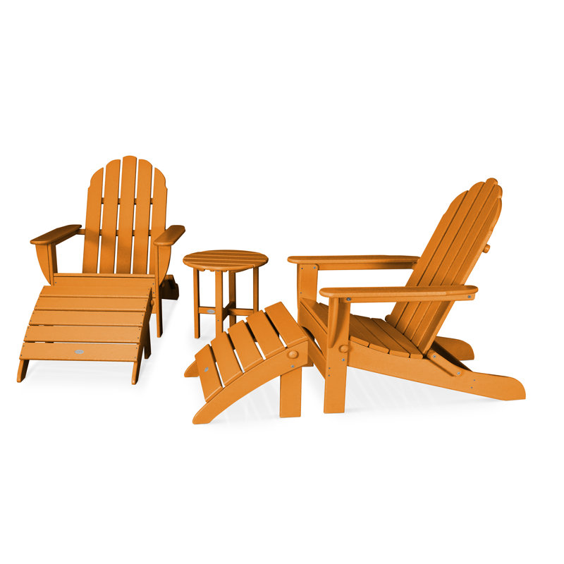 POLYWOOD Classic Oversized Adirondack 5-Piece Casual Set, Tangerine