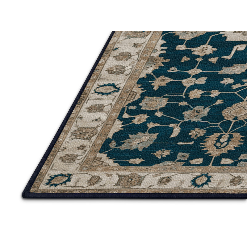 Machine Washable Overdyed Blue Area Rug, Rectangle 6' x 9'