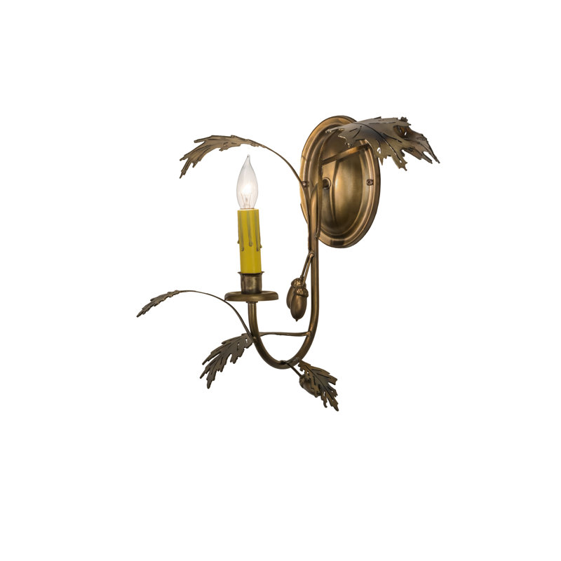 Applique murale 1 lumière bougie feuille de chêne et gland