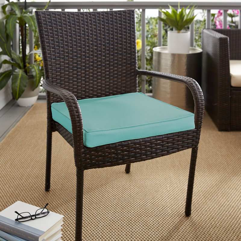 Sunbrella Outdoor 2'' Dining Chair Cushion, Canvas Aruba Sunbrella Canvas