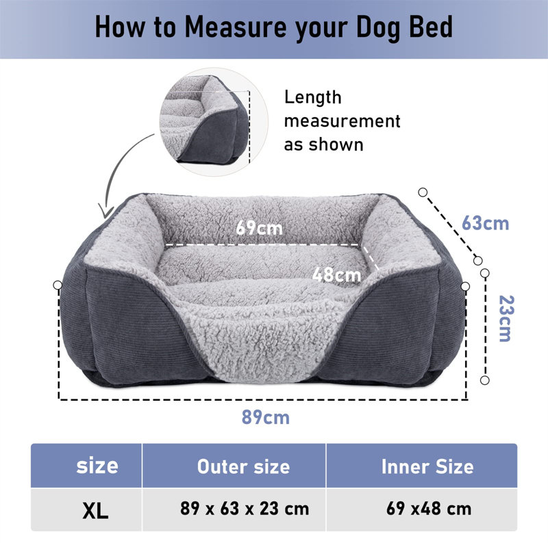 Duffield Pet Bed, 23cm H x 89cm W x 63cm D
