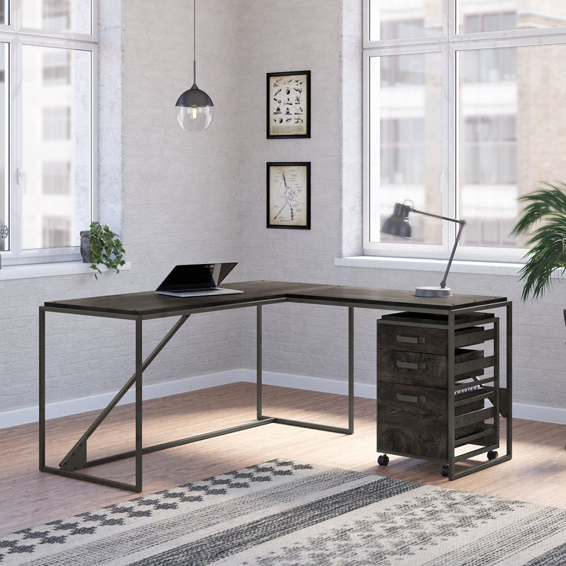 Bureau en L Patankar, Gris foncé