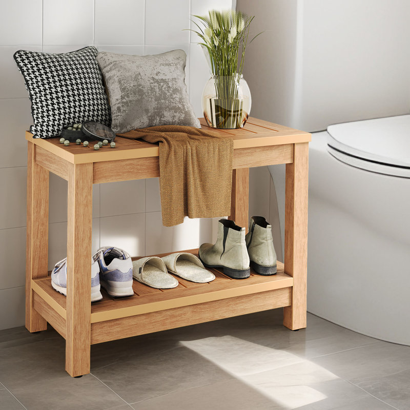 Nymir 23.4'' W Polystyrene Shower Bench, Brown