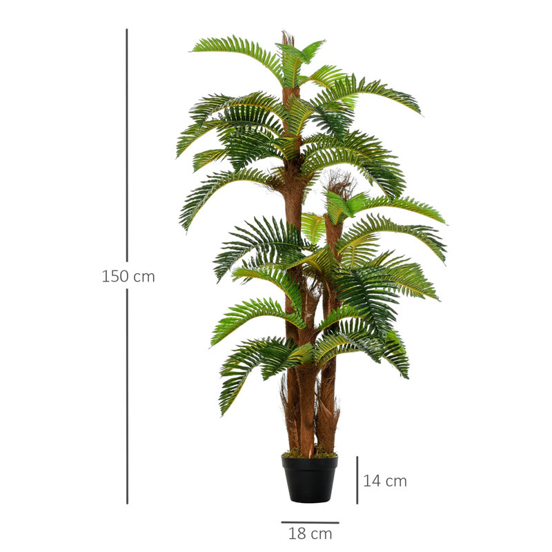 150 cm H Faux Fern Tree Plant in Cement Freestanding  Planter
