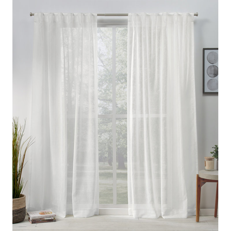 EXCLUSIVE HOME Belgian Sheer Hidden Tab Top Curtain Panel Pair, Snowflake, 50" W x 108" L