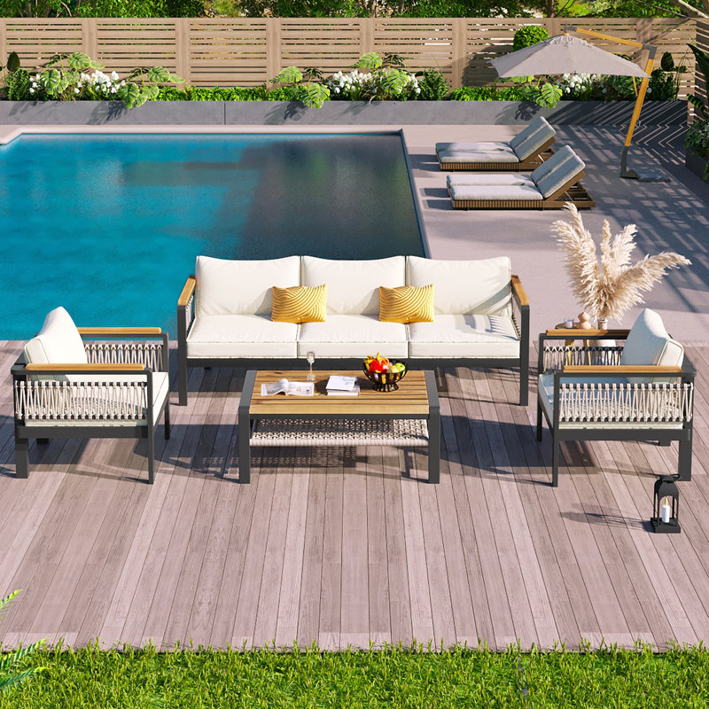 Ensemble de canapé modulaire d'extérieur 4 pièces, Beige