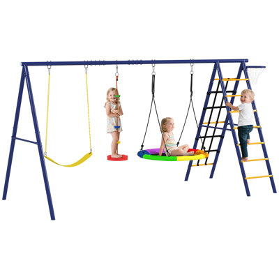 Portique pour enfants 6 en 1 pour l'extérieur, structure en A et robuste, pour les enfants de 3 à 8 ans