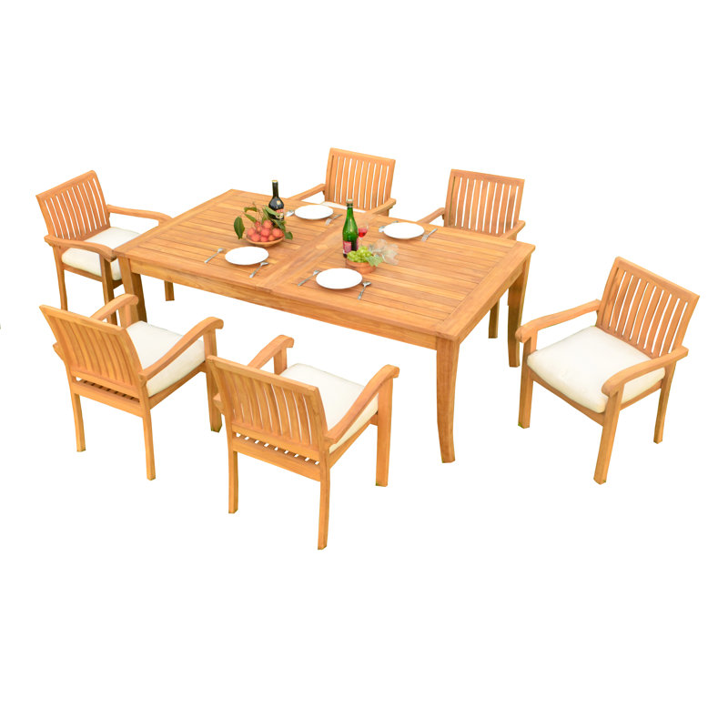 Ensemble repas 7 pièces teck luxueux Dichiera