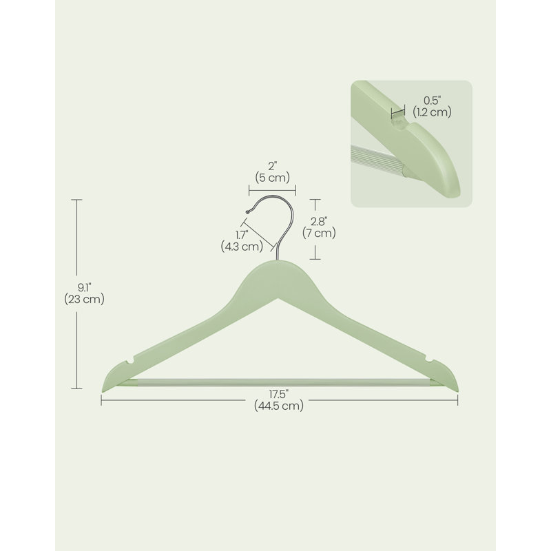 Griet Solid Wood Standard Hanger, Light Green, 10