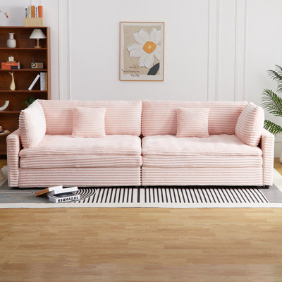Blush Pink Plush Modular Sofa With Soft Farah Fabric For Charming Home Interiors