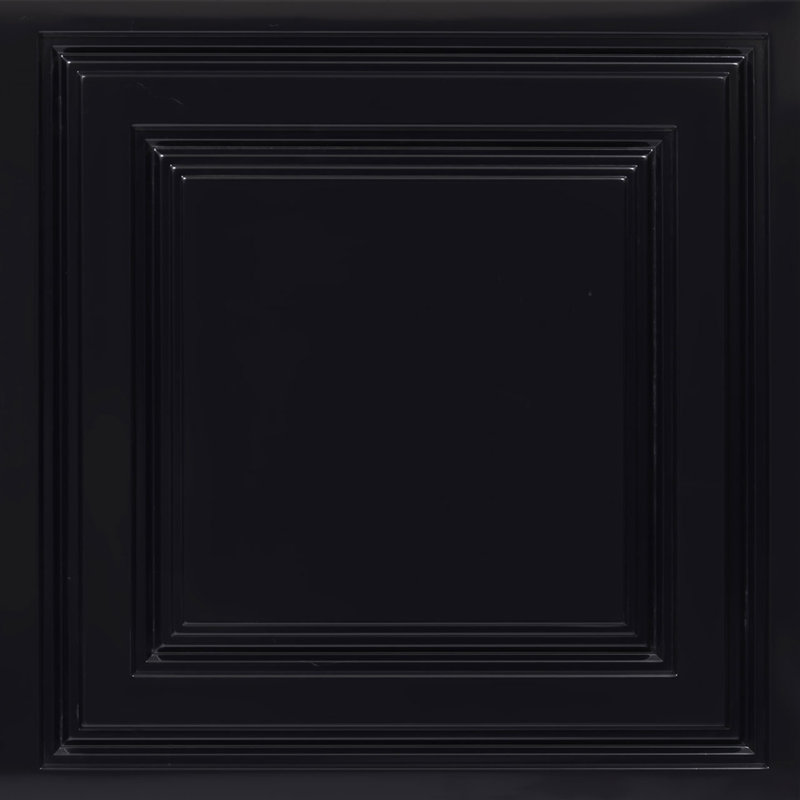 Tuile de plafond en PVC lisse 24 po L x 24 po, Noir brillant