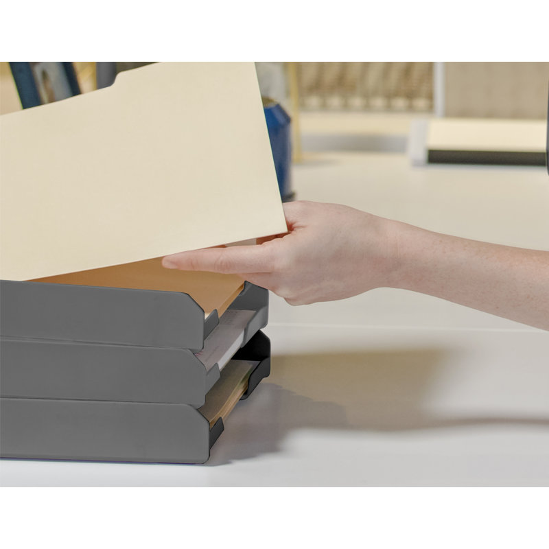 Rangement de papier empilable letter tray Yokum, Gris