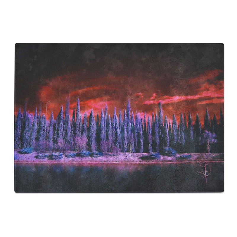 Tempered Glass Cypress Trees Chopping Board, 20 cm x 28.5 cm