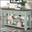 Console en bois de pin massif 48 po, table d'appoint moderne avec 3 tiroirs de rangement et 2 tablettes. Facile à assembler (bleu rétro + plateau)-769018340-769018343-769018366