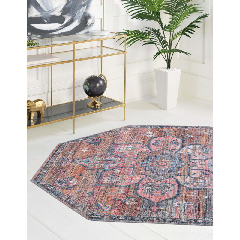 Gwin Chenille Oriental Indoor Rug, Octagon 7'10" x 7'10"