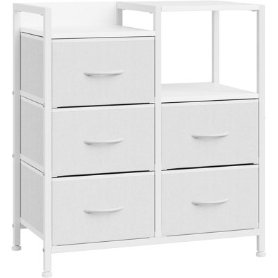 5 Drawer Mobile File Cabinet with Open Storage Shelf - Rolling Printer Stand, Fabric Lateral Filing Cabinet, Fits A4 or Letter Size Files, Office Filing Cabinet, 5 Drawer Filing Cabinet