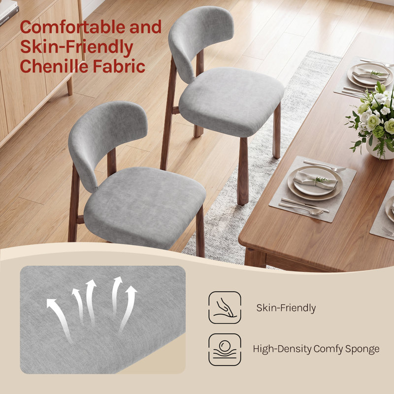 Upholstered Dining Chair, Grey, 4, Grey