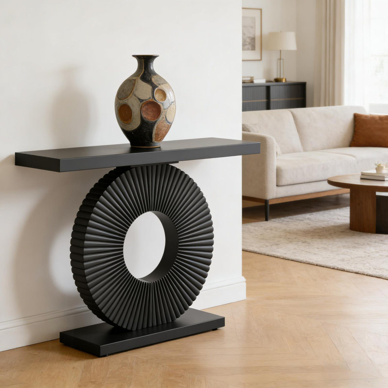 Table de canapé élégante avec console en bois, parfaite pour les entrées et les salons, alliant élégance et fonctionnalité.