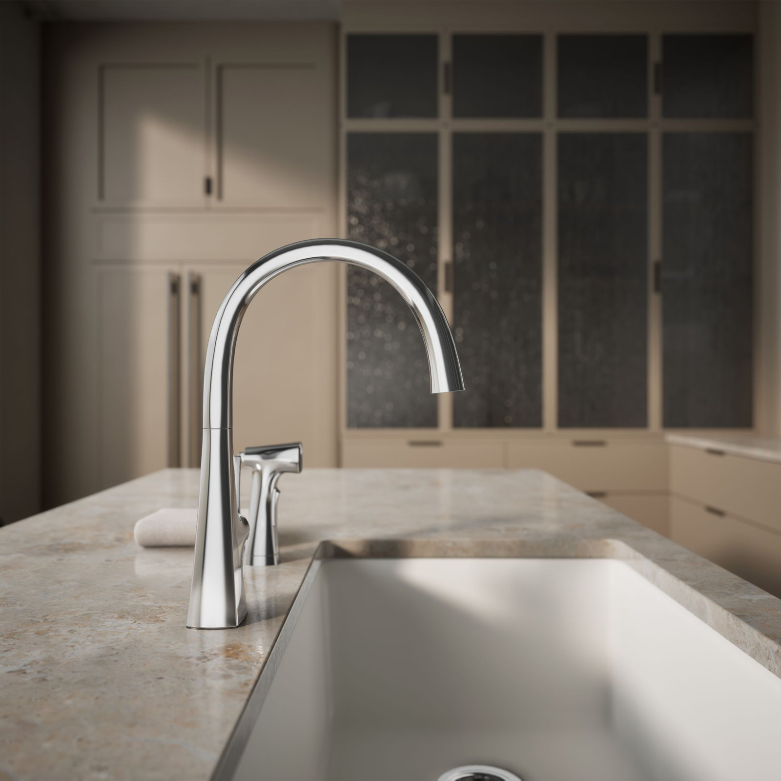 Graze Swing Spout Faucet with Sidespray, Polished Chrome