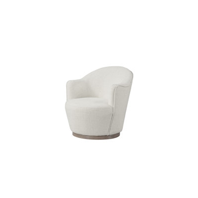 27" Off White Fabric Swivel Barrel Chair