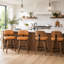 Tabouret de bar rembourré Oundle de style moderne du milieu du siècle avec dossier en bois incurvé et repose-pieds en métal (ensemble de 4)-531413510-531413509