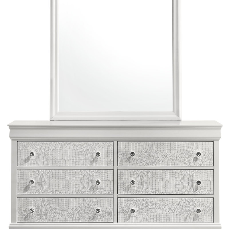 Miroir de style moderne Blaze en bois (seulement miroir), Blanc