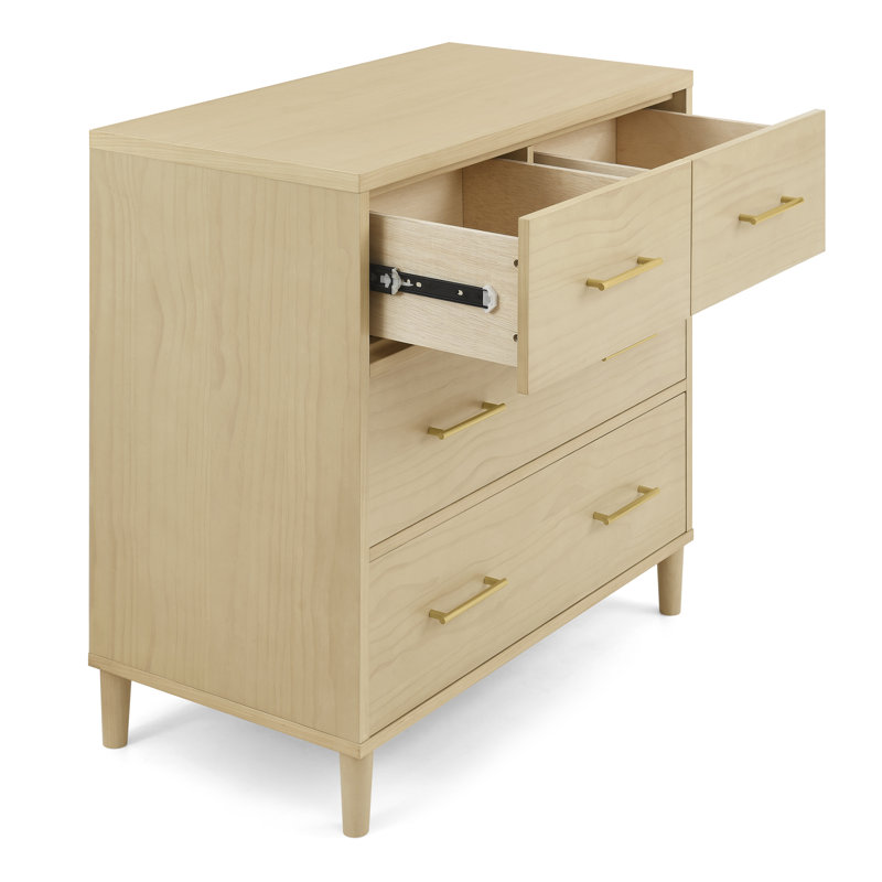 Classic 4 Drawer Dresser With Changing Top And Interlocking Drawers, Natural Sandstone, Natural Sandstone