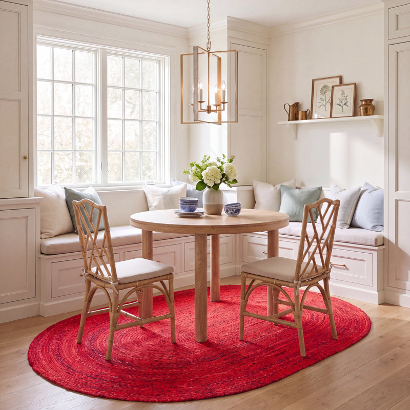 Auman Hand Woven Cotton Rug, Oval 5' x 8'