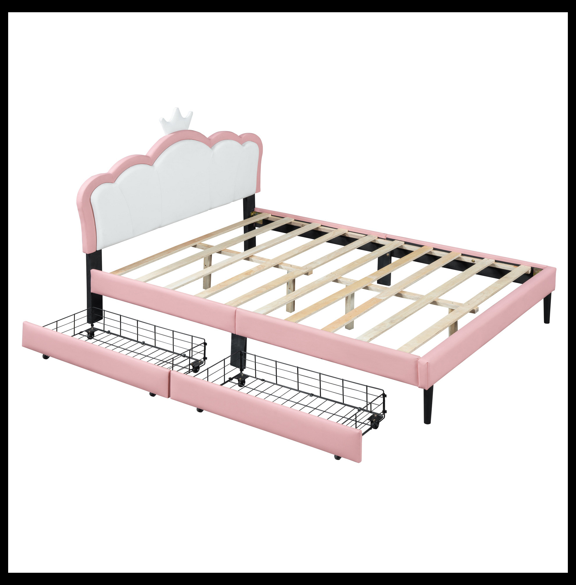 House of Hampton Kailem Vegan Leather Platform Storage Bed Full Size ...