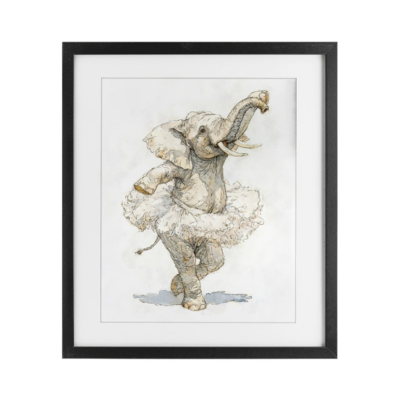 Ballet Elephant Tutu, reproduction encadrée sous verre, conception de Ziwei Li, Cadre noir minuit, H 16 po x l 13 po