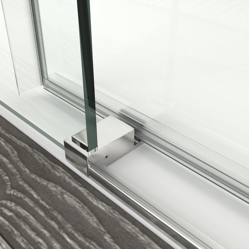 56" - 60" W X 76" H Frameless Soft-Closing Single Sliding Shower Door, 1/4" (6Mm) Tempered Glass With Explosion-Proof Coating