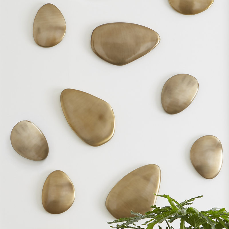 River Stone Wall Décor, Gold, 12" H x 18" W x 2" D