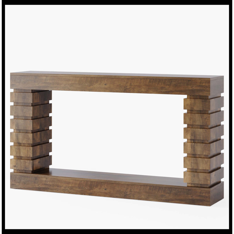 70.8" Console Table, Wood Rectangular Sofa Table For Living Room, Brown