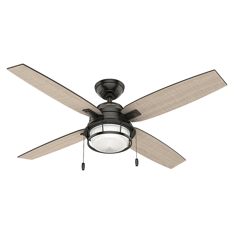 52" Ocala 4 - Blade Outdoor Standard Ceiling Fan with Pull Chain and Light Kit Included, Noble Bronze