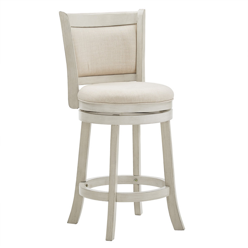 Tabouret pivotant Leda, Tabouret de comptoir (siège d'une hauteur de 24,7, Blanc antique, Beige