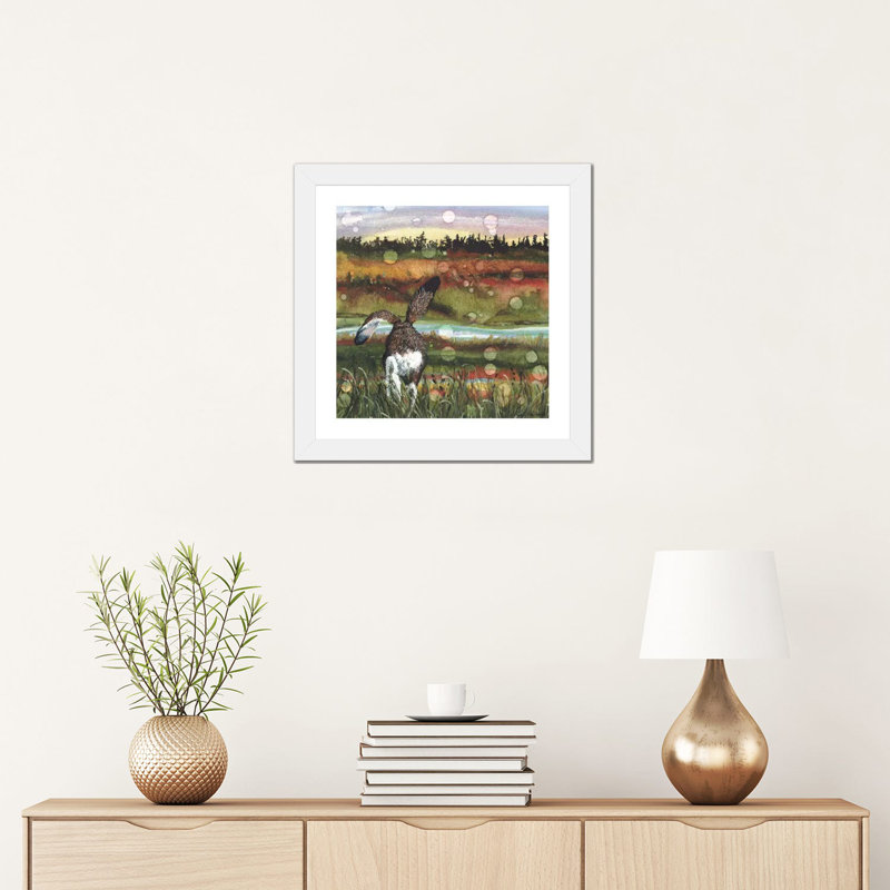 "Lolloping" par Maggie Vandewalle-reproduction d’art, H 16 po x l 16 po x p 1 po, Blanc, Papier encadré blanc