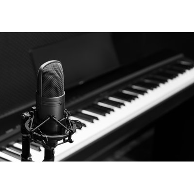 Condenser Microphone on Piano - Photographie sur toile tendue