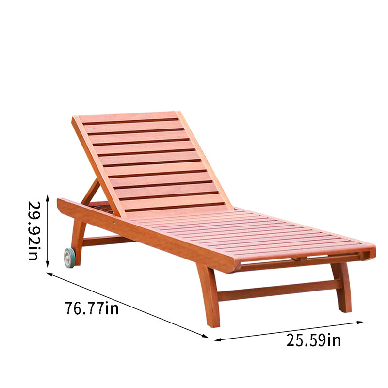Outdoor Solid Wood Adjustable Chaise Lounge Chair Outdoor Wood Chaise Lounge