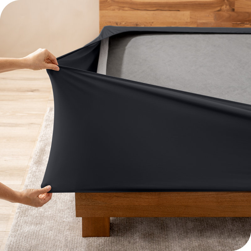 Housse de sommier enveloppante, Noir, Grand