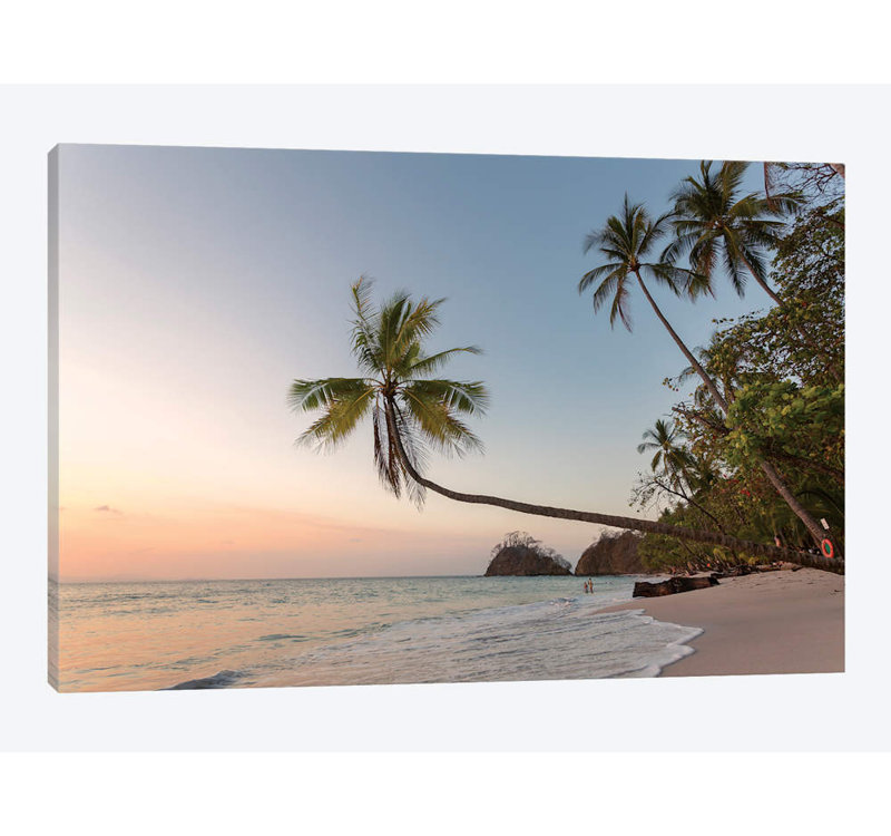 «Sunset On Tropical Beach, Costa Rica» par Matteo Colombo, impression sur toile, H 26 po x l 40 po x P 1,5 po, Pas de tapis