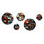 Cubes abstraits bleus et rouges II - Cubisme abstrait, ensemble d'art mural rond de 5