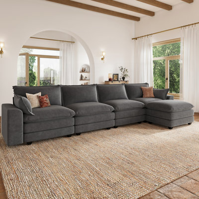 L Shaped Sectional Sofa, Dark Gray