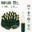 Guirlande de 100 lumières DEL 20 pi M5 blanc chaud avec 8 modes, mémoire et fil vert