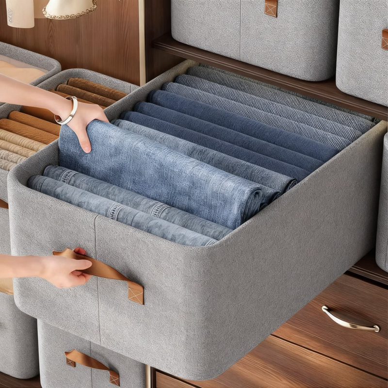 49L Large Capacity Foldable Storage Bin With Sturdy Steel Frame, Ideal For Organizing Clothes, Blankets, Toys, Books, And Household Items