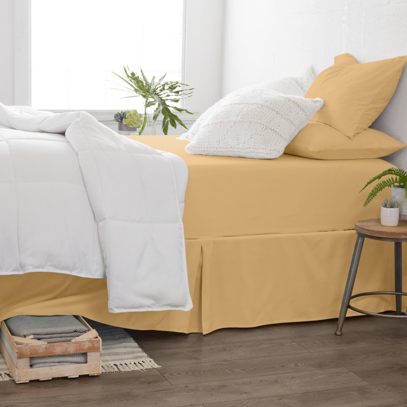 Sateen Double Brushed Microfiber Sheet Set, Honey, Twin Sheet Set + Fitted Sheet + 1 Pillowcase